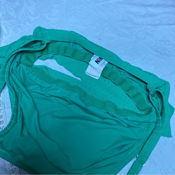TWIIN by Princess Polly Bikini Top Green Curled Hem Ribbed Tank Medium Tankini - Picture 6 of 10